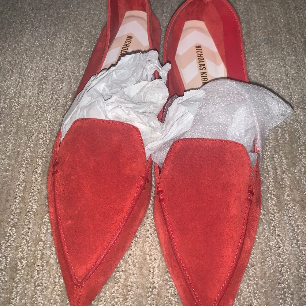 nicholas kirkwood red flats suede
